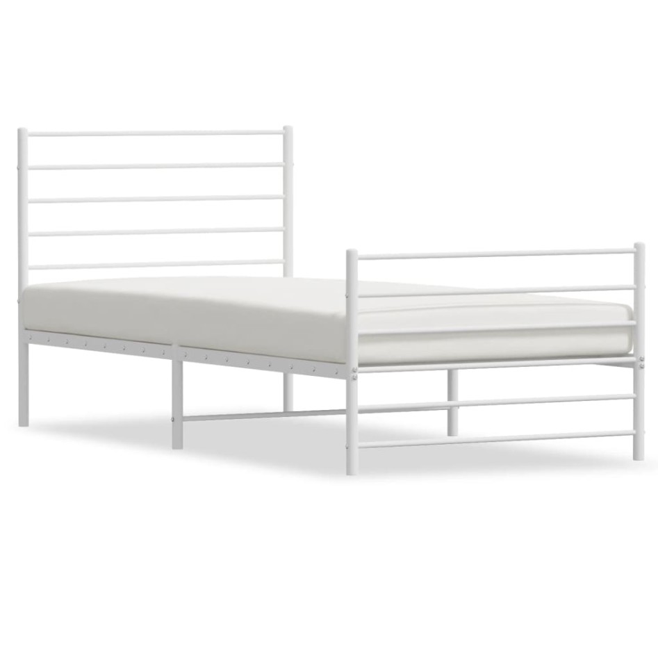 Estructura cama sin colchón con estribo metal blanco 107x203