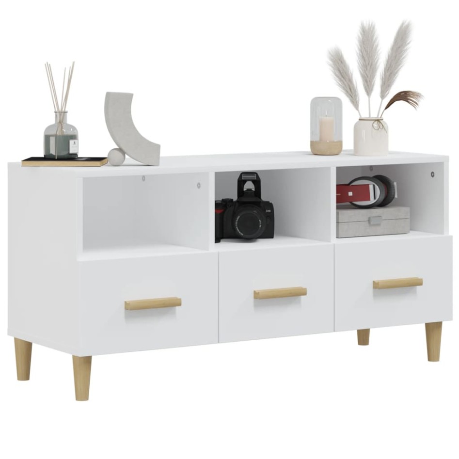 Mueble para TV madera contrachapada blanco 102x36x50