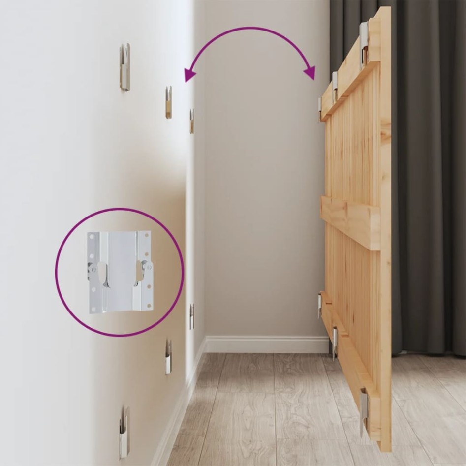 Cabecero de cama de pared madera maciza de pino 147x3x60