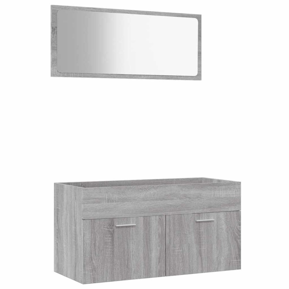 Set de muebles de baño 2 pzas madera contrachapada gris