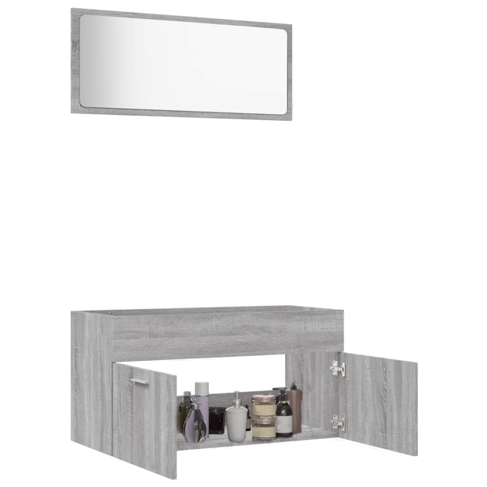 Set de muebles de baño 2 pzas madera contrachapada gris