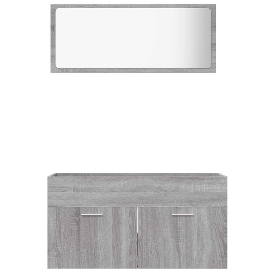 Set de muebles de baño 2 pzas madera contrachapada gris