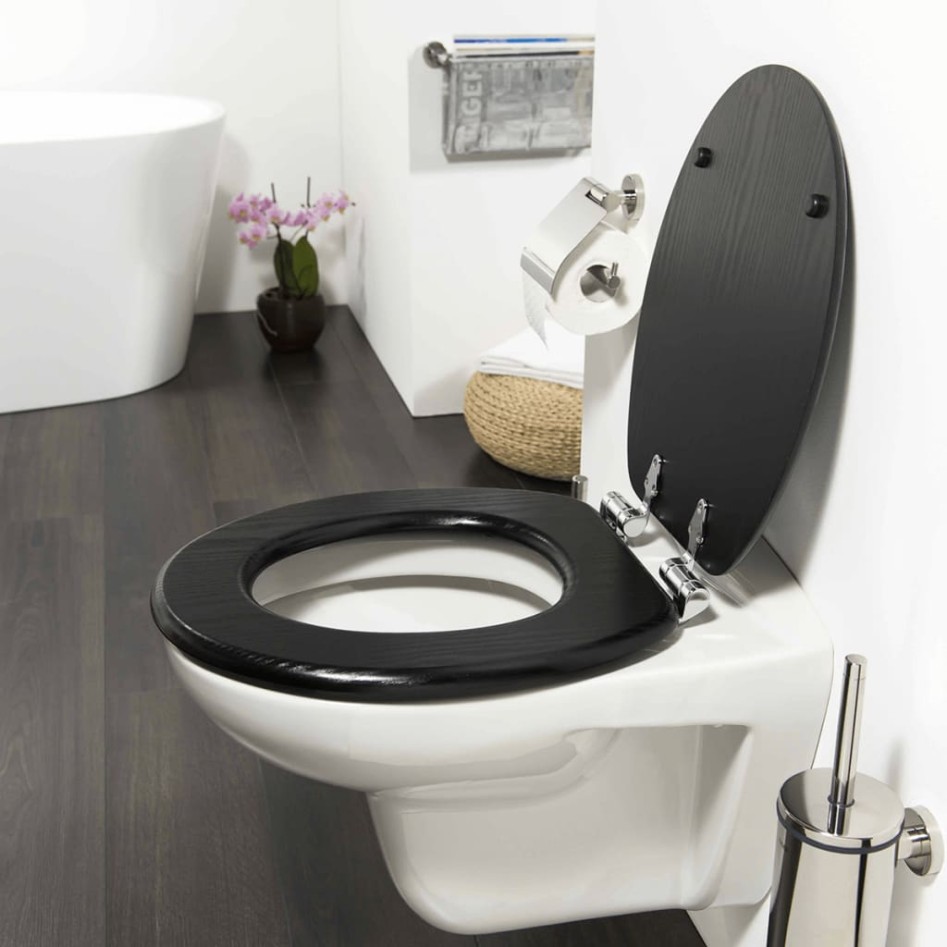 Tiger Asiento de WC de cierre suave Blackwash MDF negro