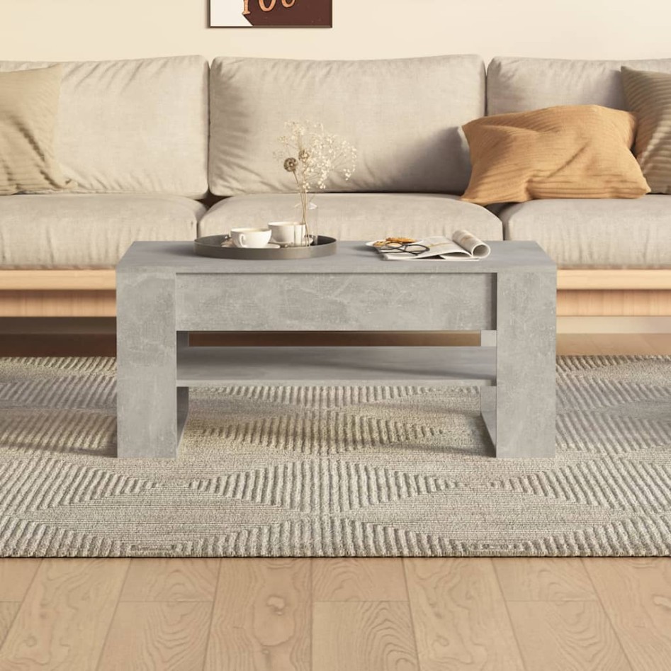 Mesa de centro madera contrachapada gris hormigón 102x55x45