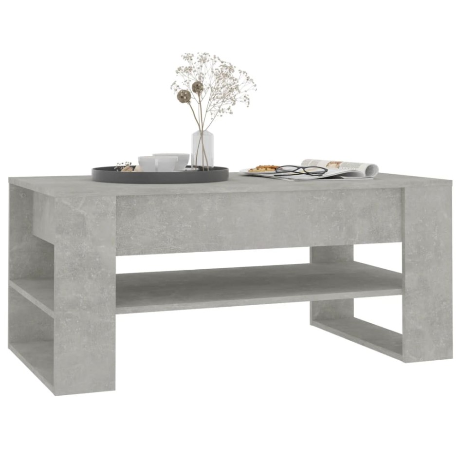 Mesa de centro madera contrachapada gris hormigón 102x55x45