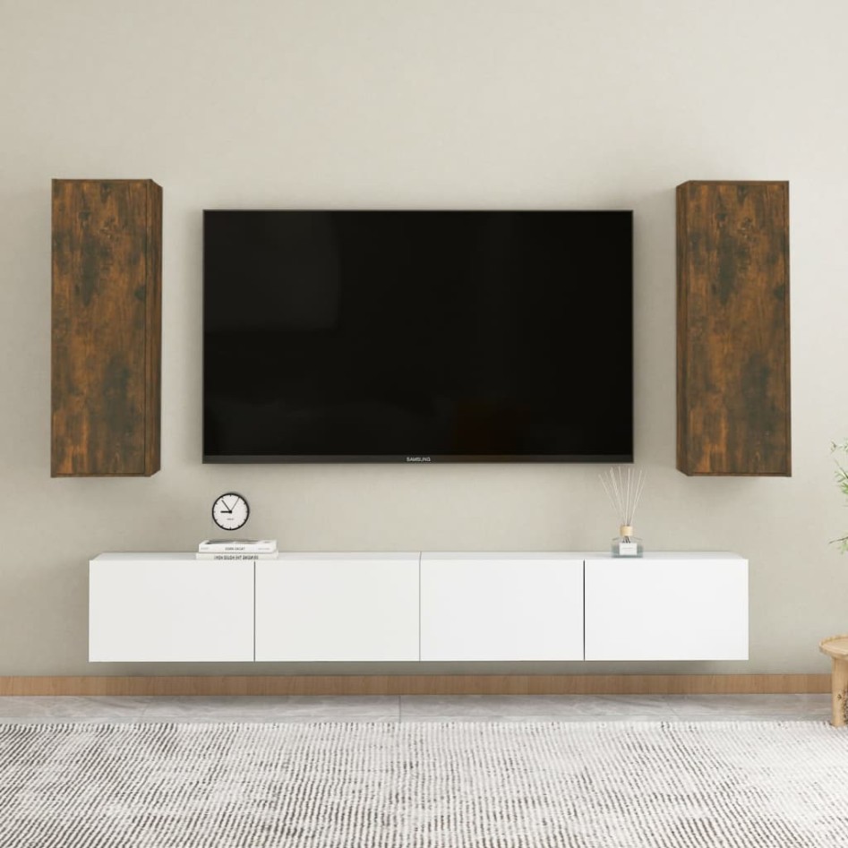 Muebles para TV 2 uds madera roble ahumado 30,5x30x90
