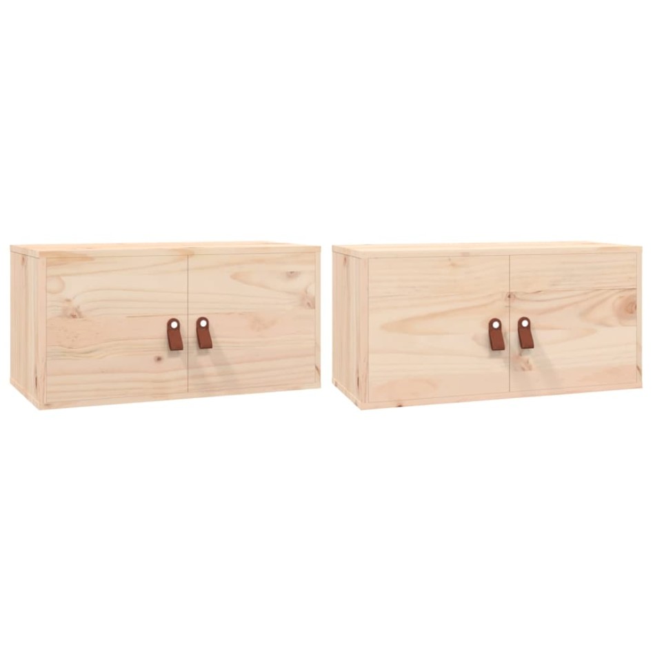 Armarios de pared 2 uds madera maciza de pino 60x30x30