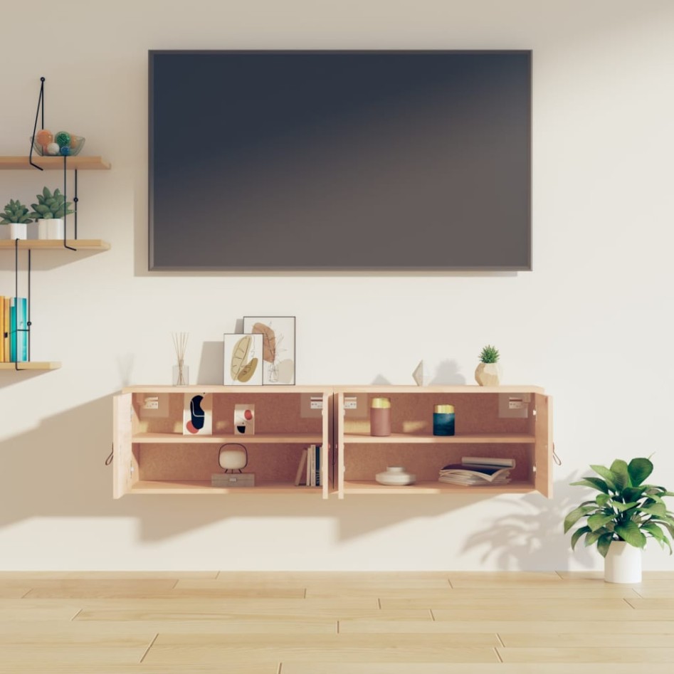 Armarios de pared 2 uds madera maciza de pino 60x30x30