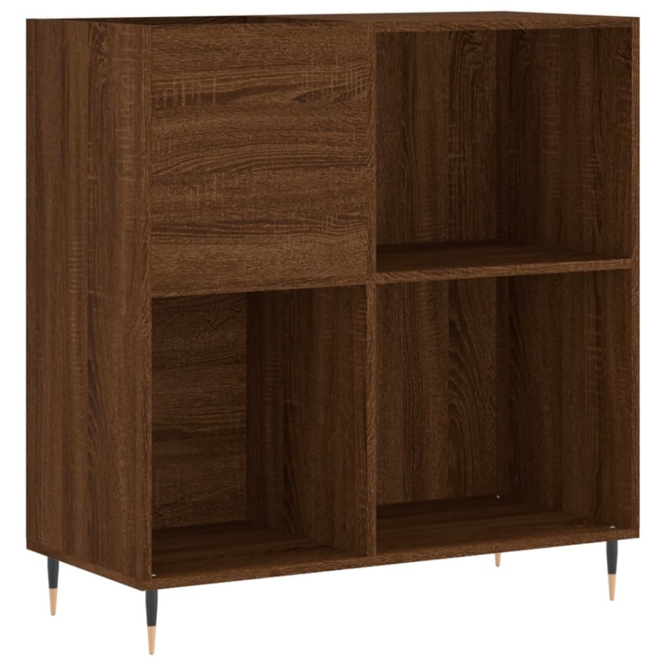 Mueble discos madera contrachapada roble marrón 84,5x38x89
