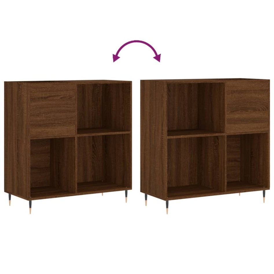 Mueble discos madera contrachapada roble marrón 84,5x38x89