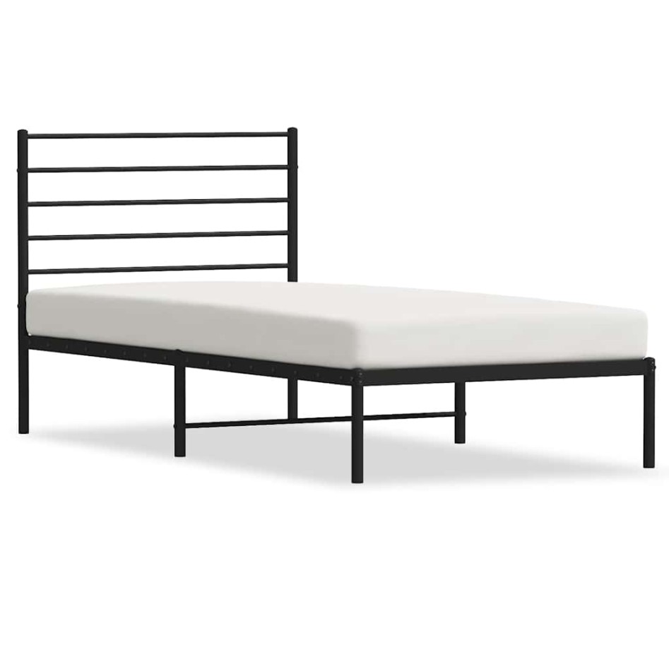 Estructura cama sin colchón con cabecero metal negro 100x200