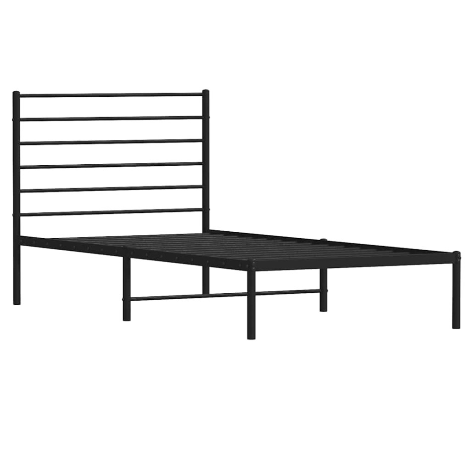 Estructura cama sin colchón con cabecero metal negro 100x200