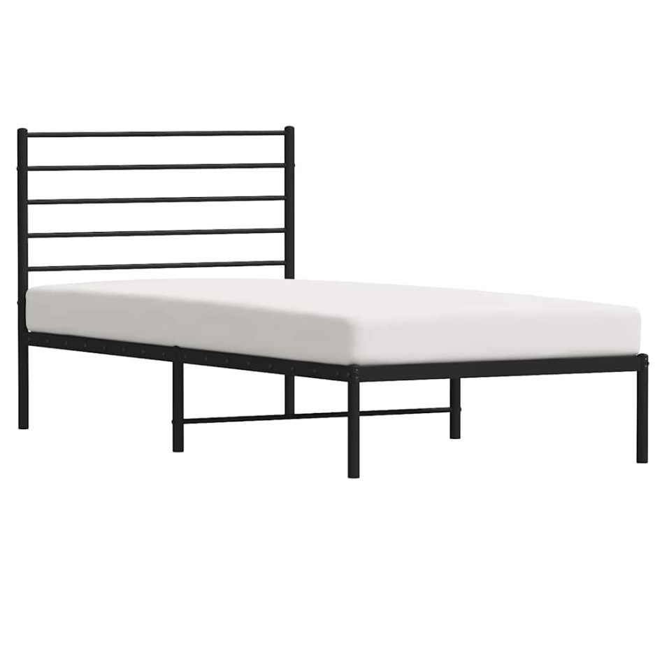 Estructura cama sin colchón con cabecero metal negro 100x200