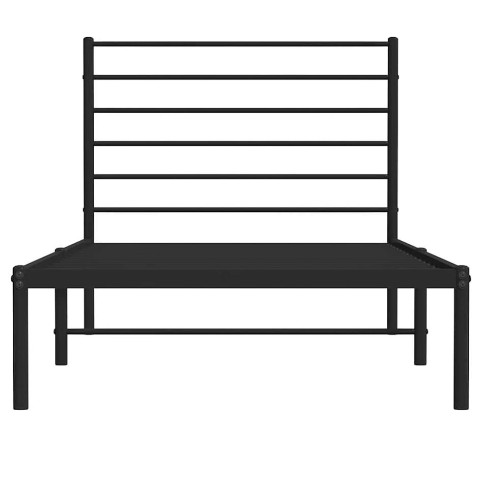 Estructura cama sin colchón con cabecero metal negro 100x200