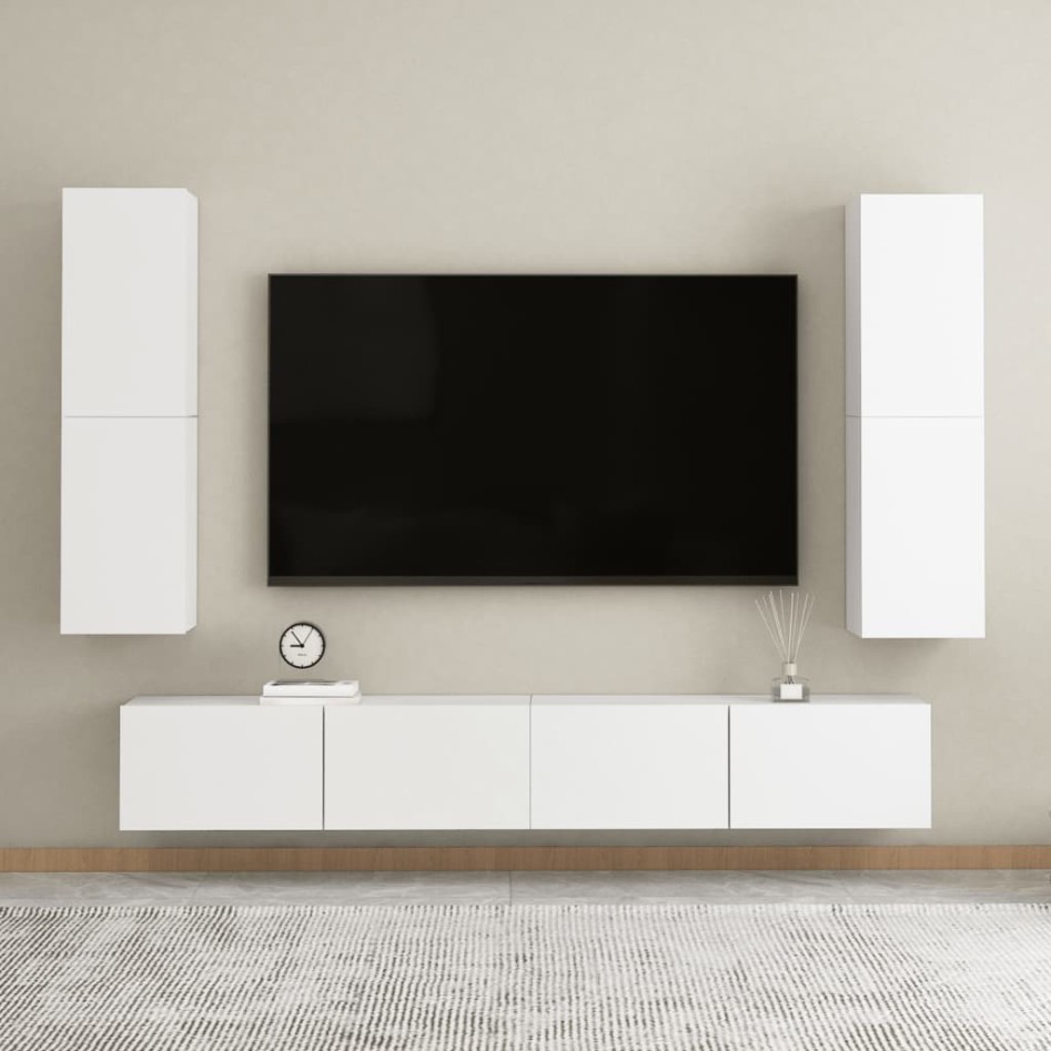 Mueble para TV de madera contrachapada blanco 30,5x30x110