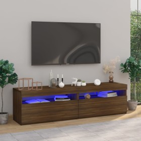 Mueble de TV con luces LED 2 uds roble marrón 75x35x40