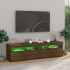 Mueble de TV con luces LED 2 uds roble marrón 75x35x40