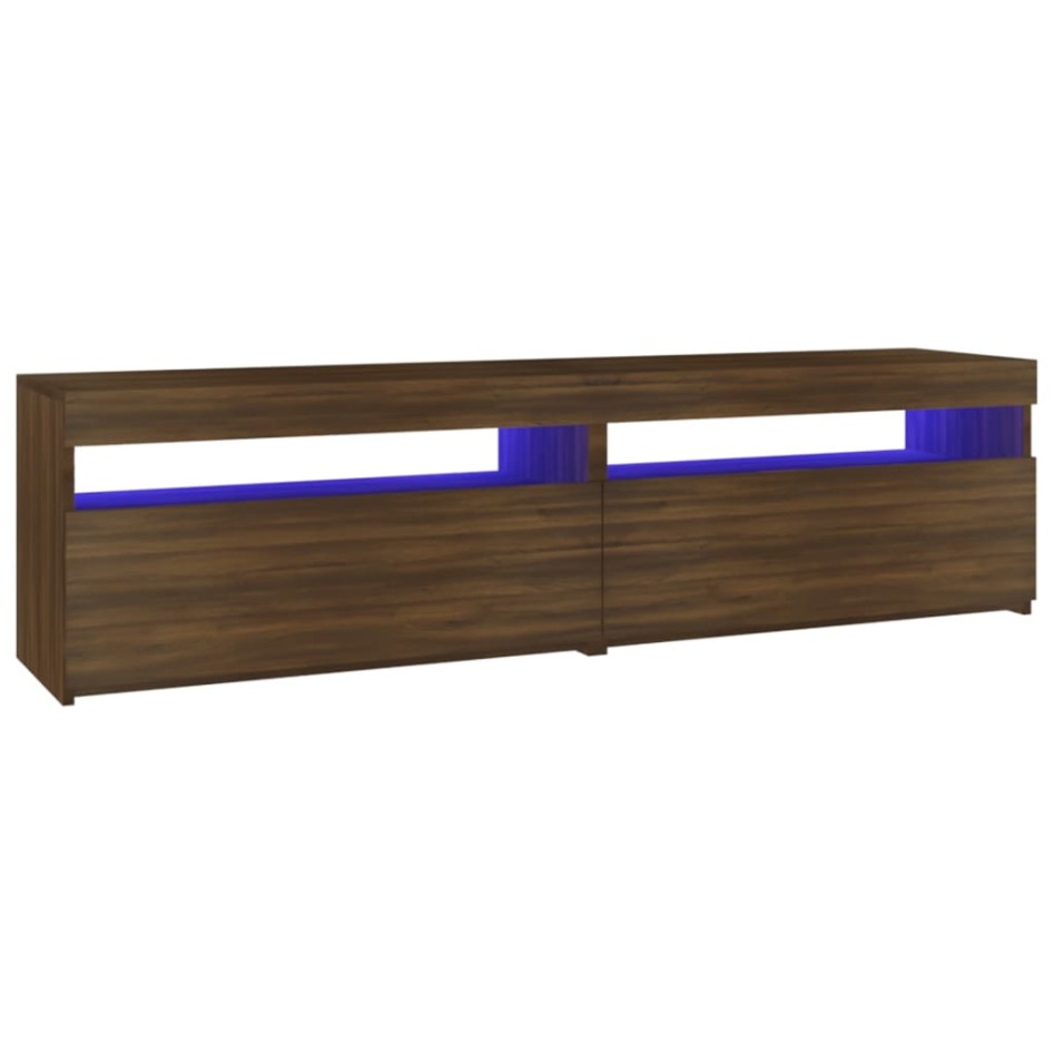 Mueble de TV con luces LED 2 uds roble marrón 75x35x40