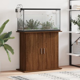 Soporte para acuario madera ingeniería marrón roble 81x36x73