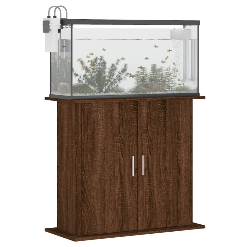 Soporte para acuario madera ingeniería marrón roble 81x36x73