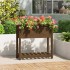 Jardinera con estante madera maciza pino marrón 82,5x34,5x81