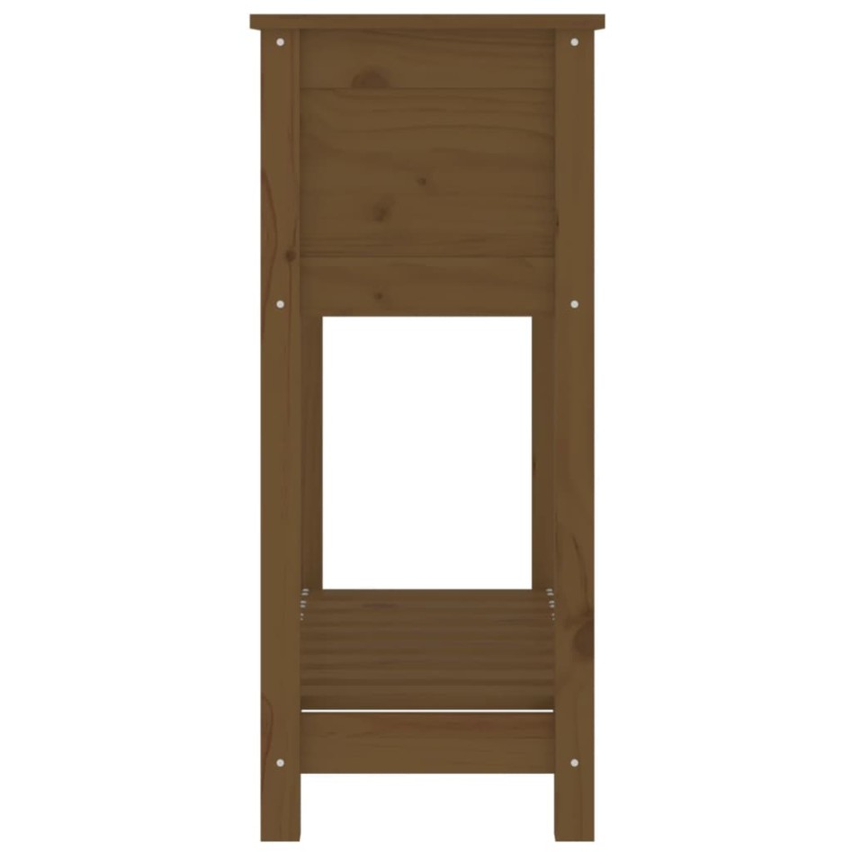 Jardinera con estante madera maciza pino marrón 82,5x34,5x81