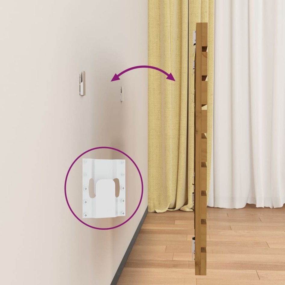 Cabecero cama pared madera maciza pino marrón miel 96x3x63