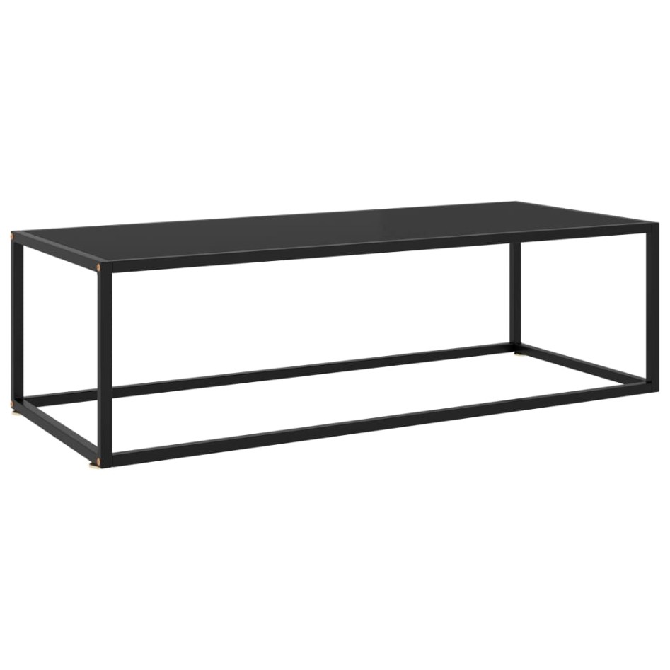 Mesa de centro negra con vidrio negro 120x50x35