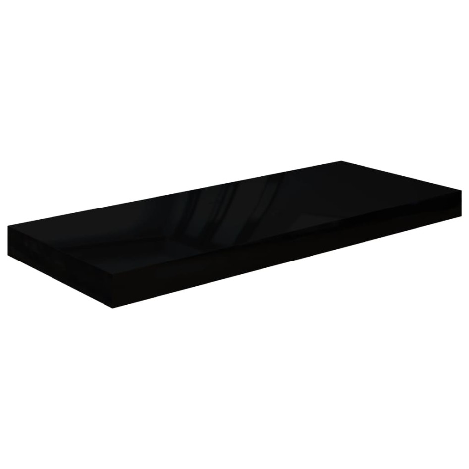 Estante flotante de pared 4 uds MDF negro brillo 60x23,5x3,8
