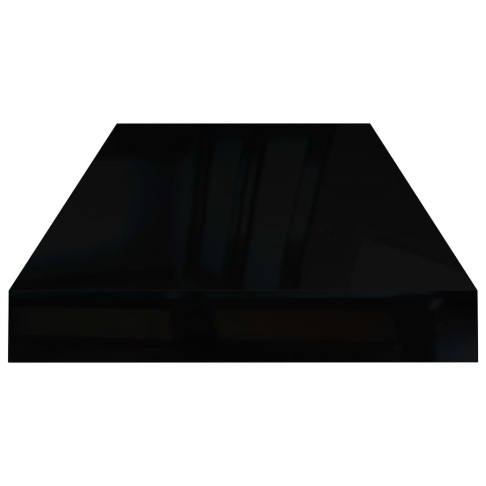 Estante flotante de pared 4 uds MDF negro brillo 60x23,5x3,8
