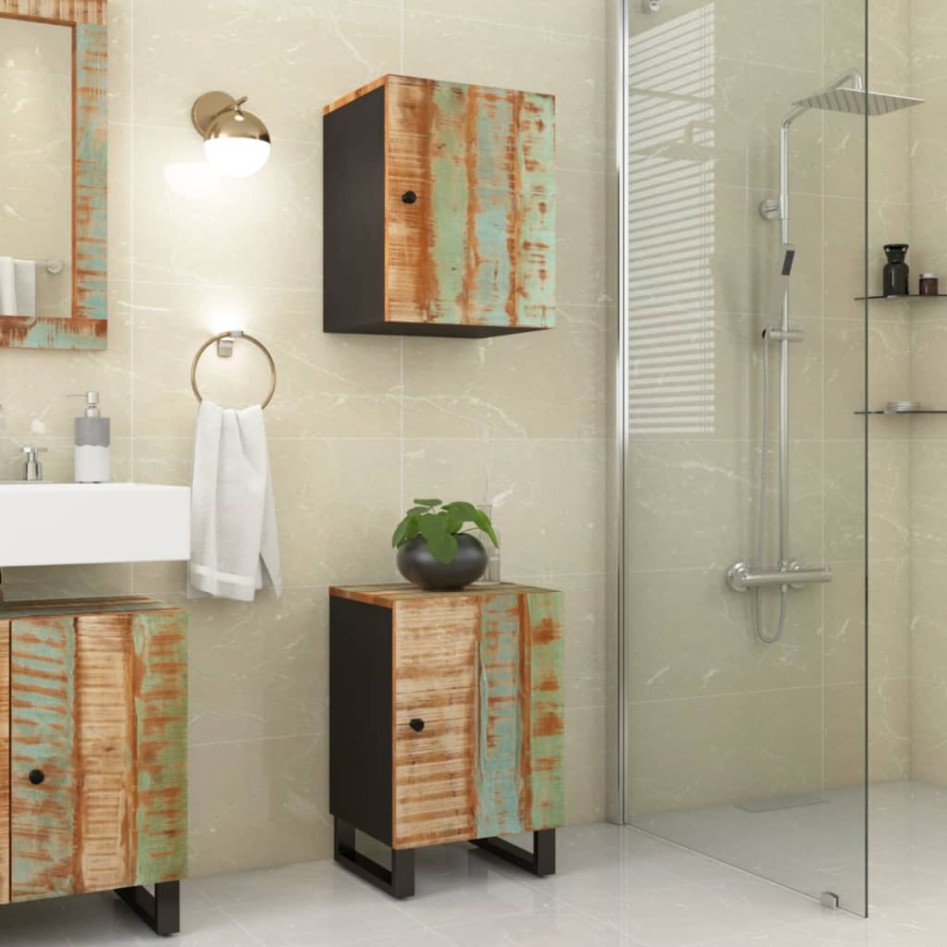 Mueble de baño madera maciza reciclada 38x33x58