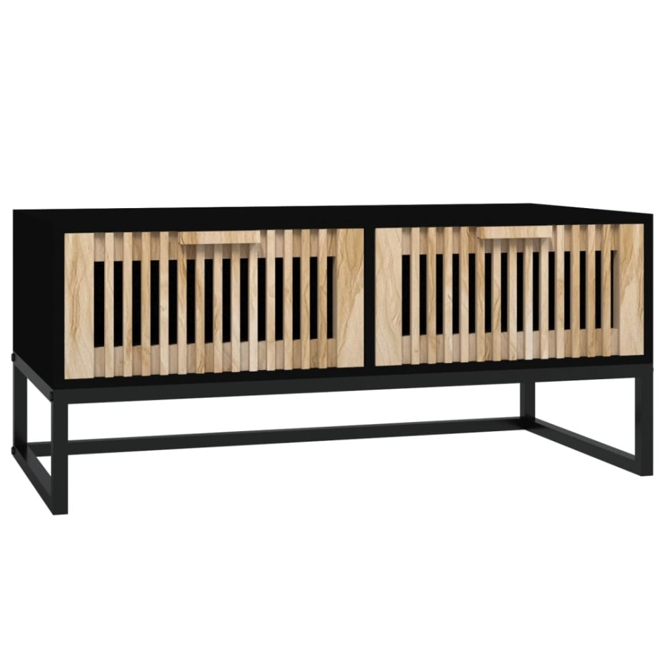 Mesa de centro hierro y madera contrachapada negro 80x40x35