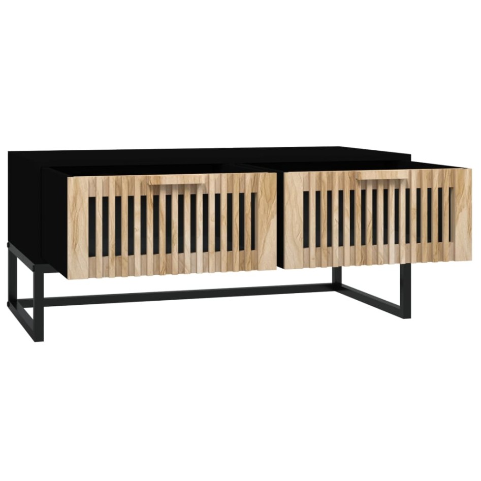 Mesa de centro hierro y madera contrachapada negro 80x40x35