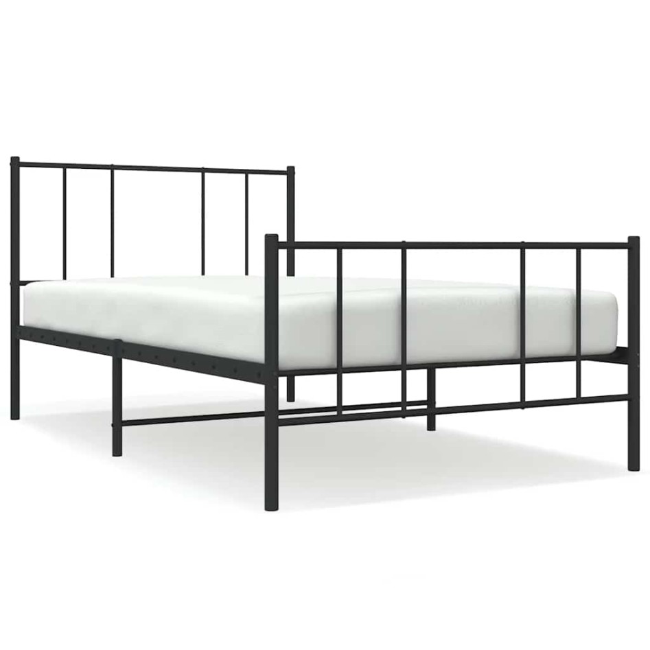 Estructura cama sin colchón con estribo metal negro 100x190