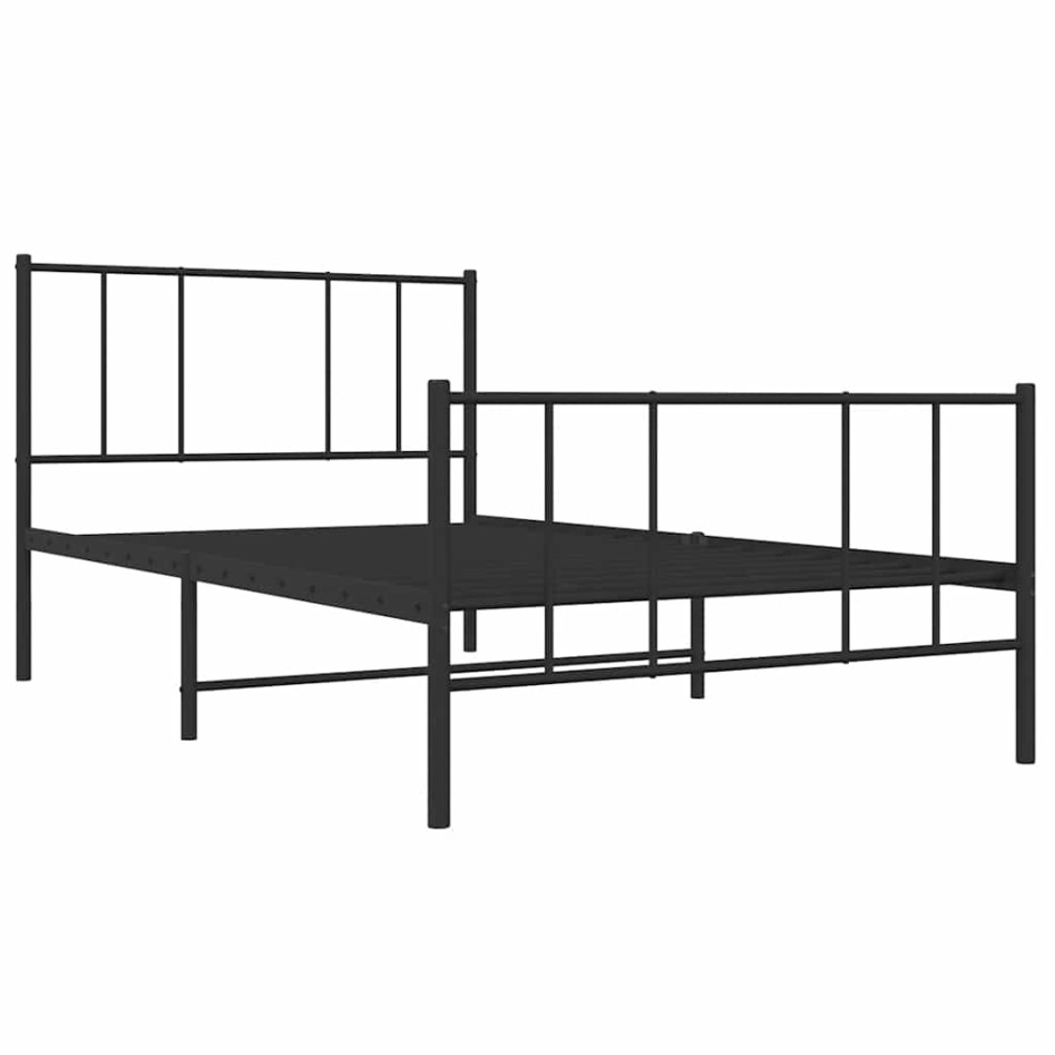 Estructura cama sin colchón con estribo metal negro 100x190