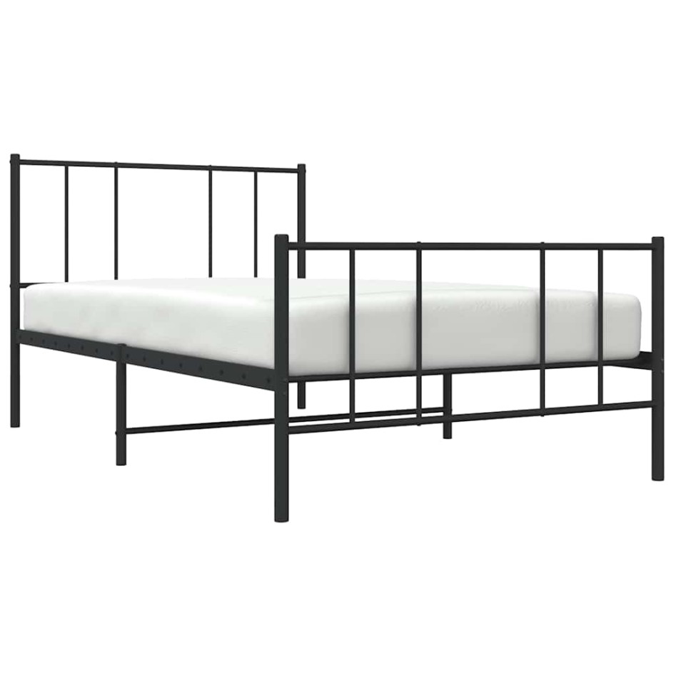 Estructura cama sin colchón con estribo metal negro 100x190