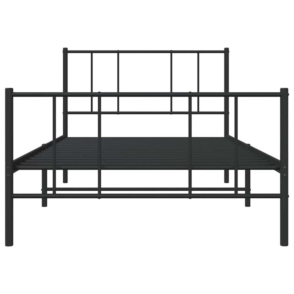 Estructura cama sin colchón con estribo metal negro 100x190