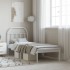Estructura cama sin colchón con cabecero metal blanco 75x190