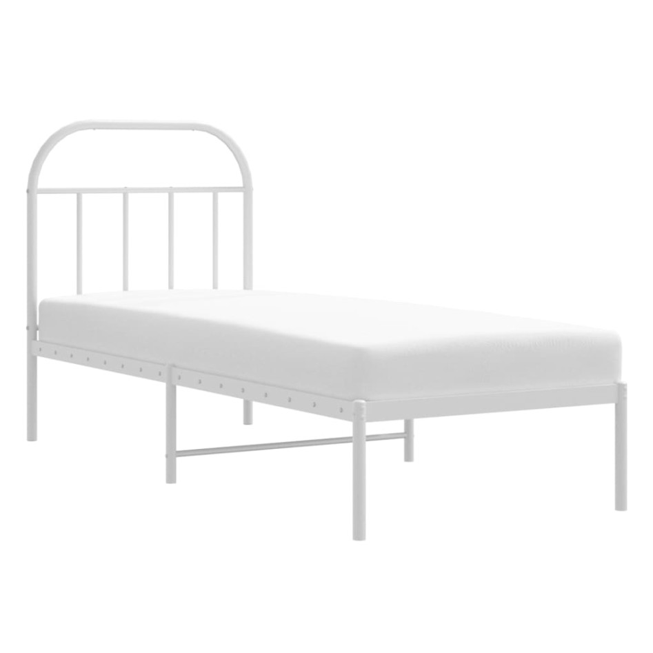 Estructura cama sin colchón con cabecero metal blanco 75x190