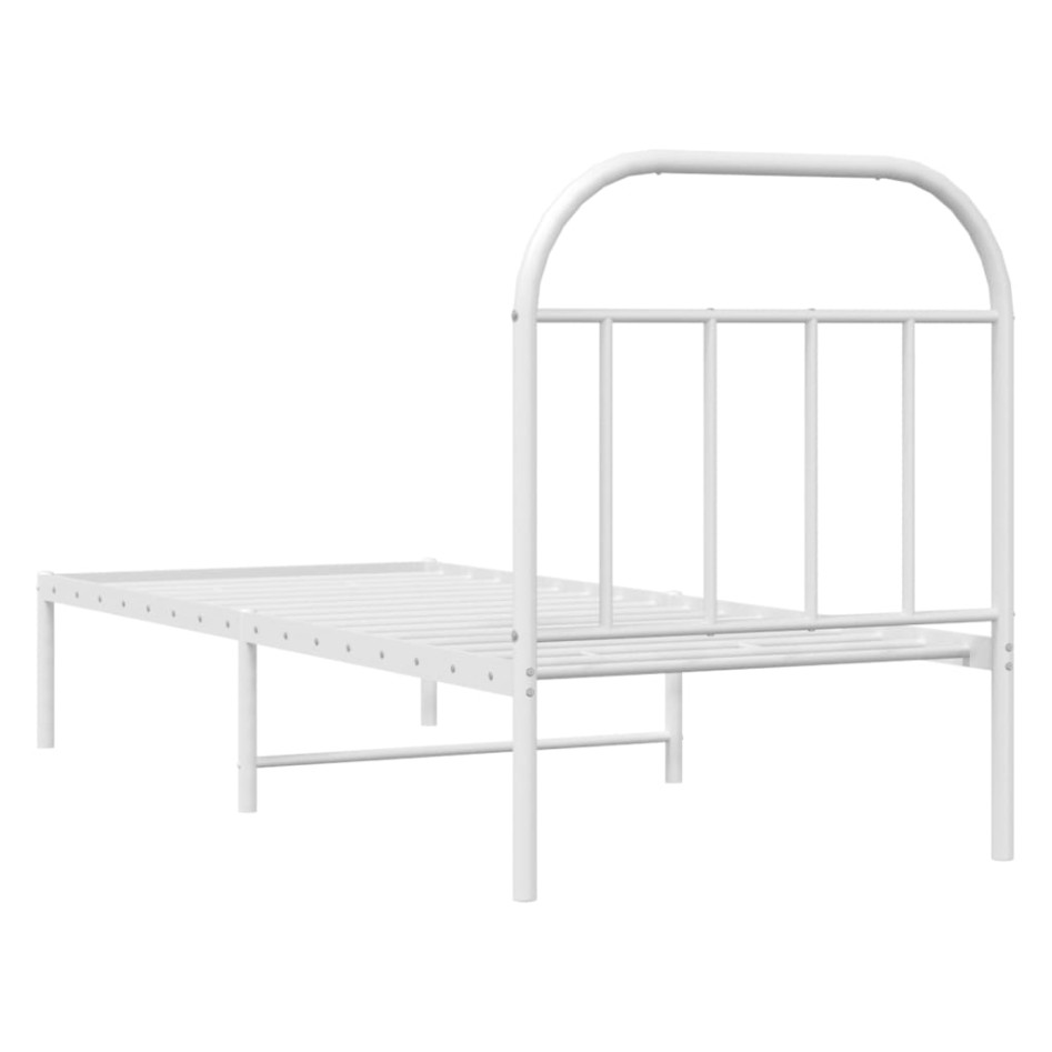 Estructura cama sin colchón con cabecero metal blanco 75x190