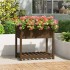 Jardinera con estante madera maciza marrón miel 82,5x54x81