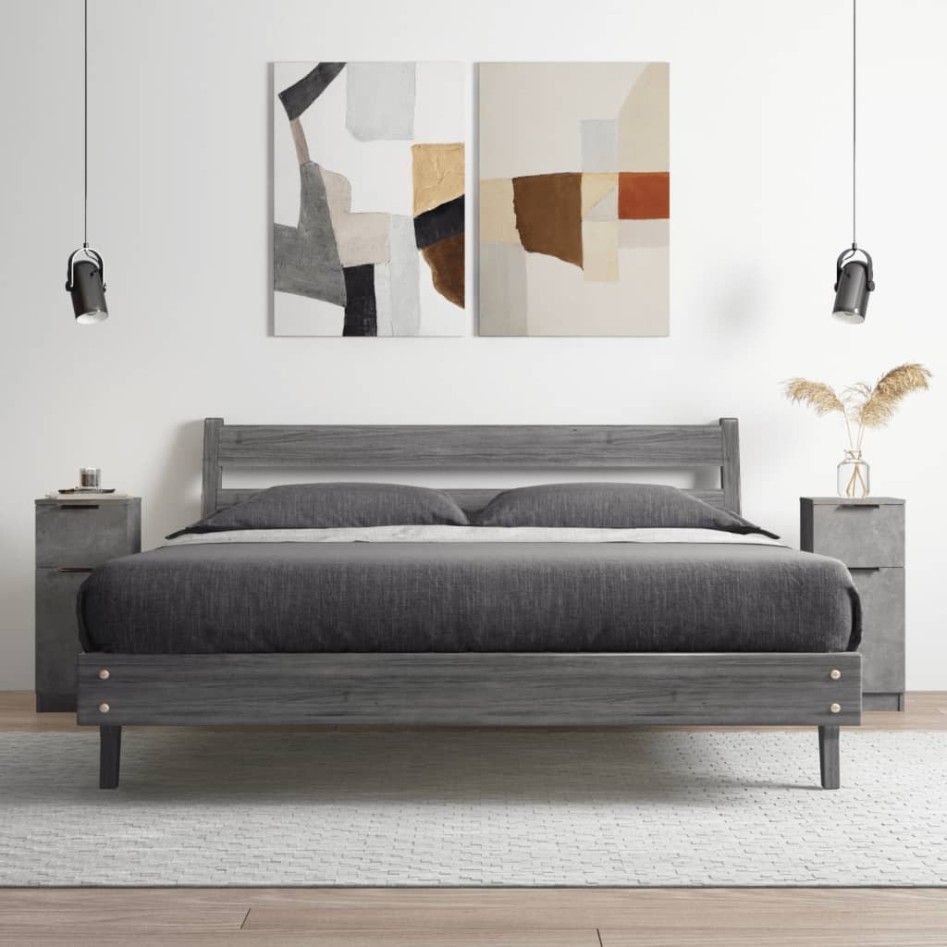 Aparador 2 uds madera contrachapada gris hormigón 30x30x70