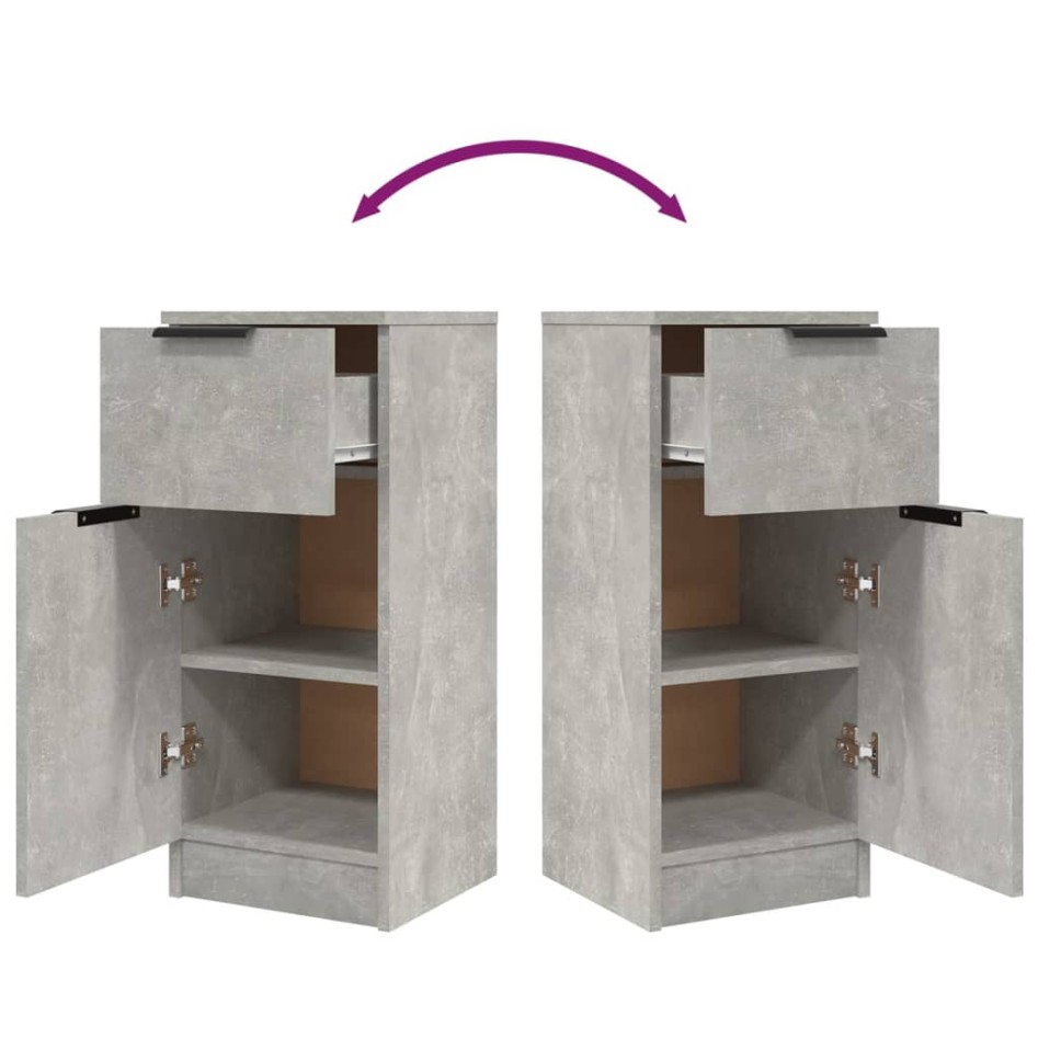 Aparador 2 uds madera contrachapada gris hormigón 30x30x70