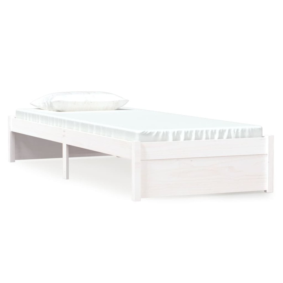 Estructura de cama sin colchón madera maciza blanco 75x190