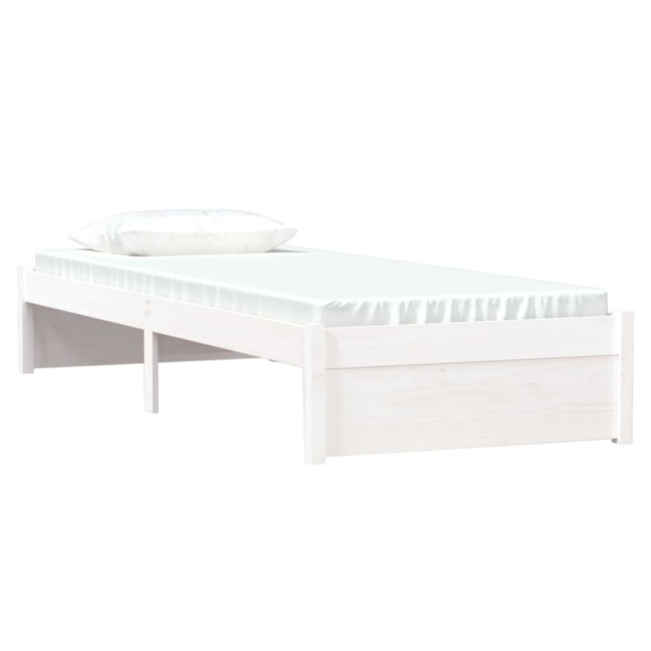 Estructura de cama sin colchón madera maciza blanco 75x190