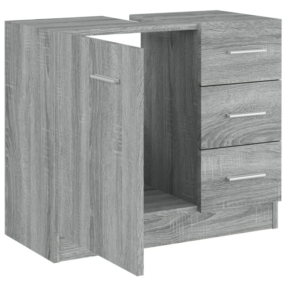 Armario para lavabo madera contrachapada gris Sonoma