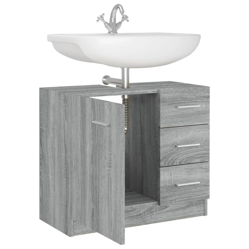 Armario para lavabo madera contrachapada gris Sonoma