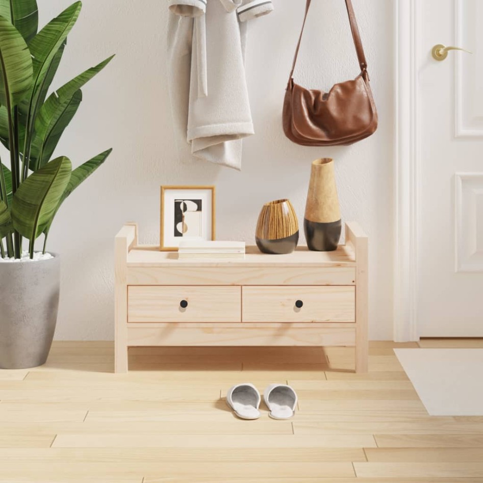 Banco de recibidor madera maciza de pino 80x40x43