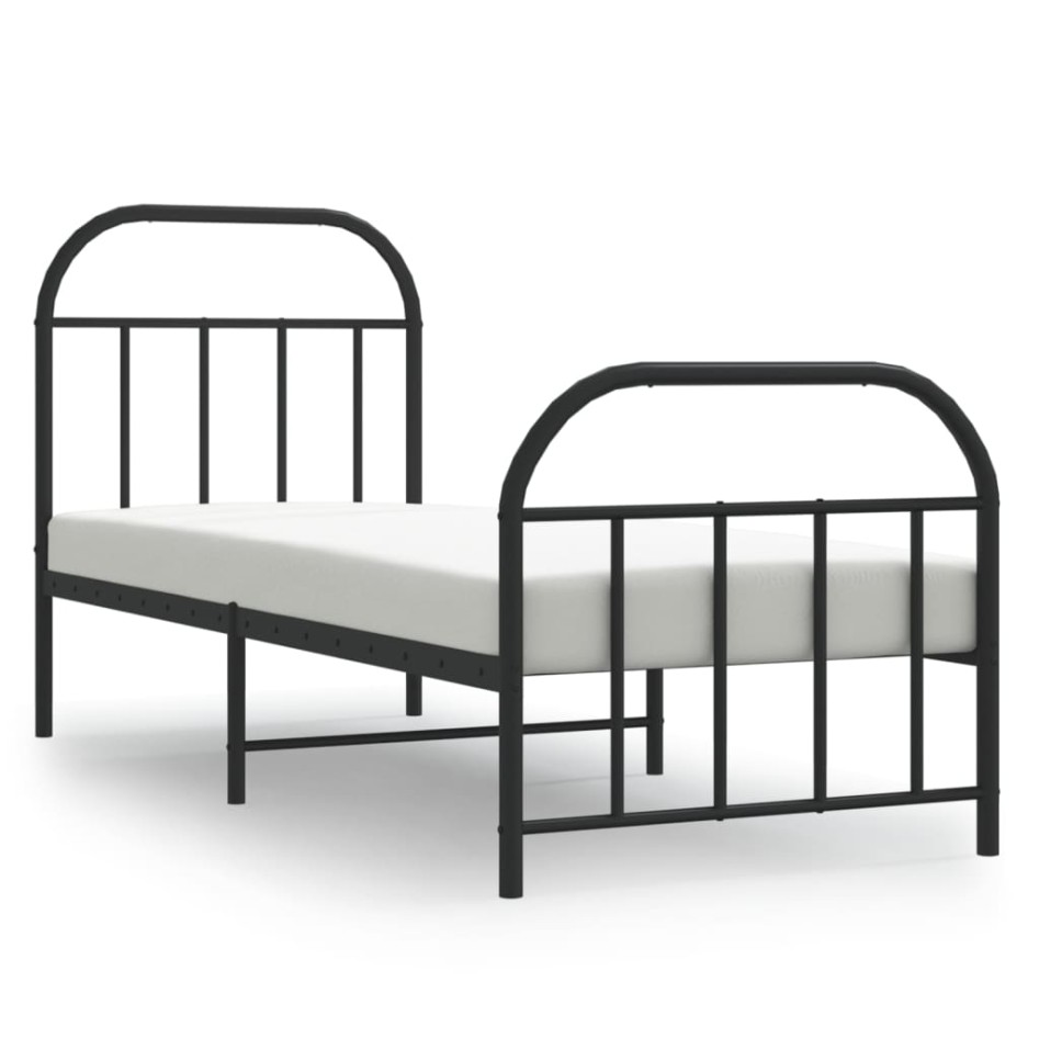 Estructura cama sin colchón con estribo metal negro 75x190