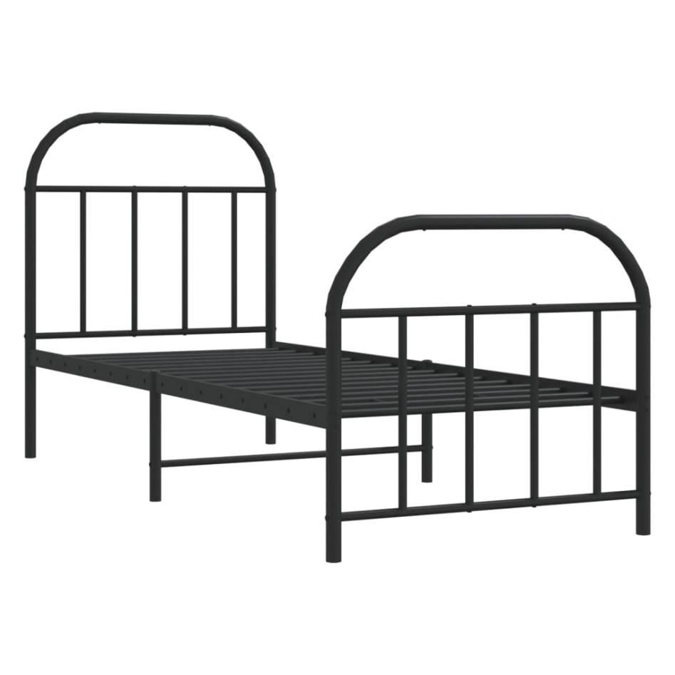 Estructura cama sin colchón con estribo metal negro 75x190